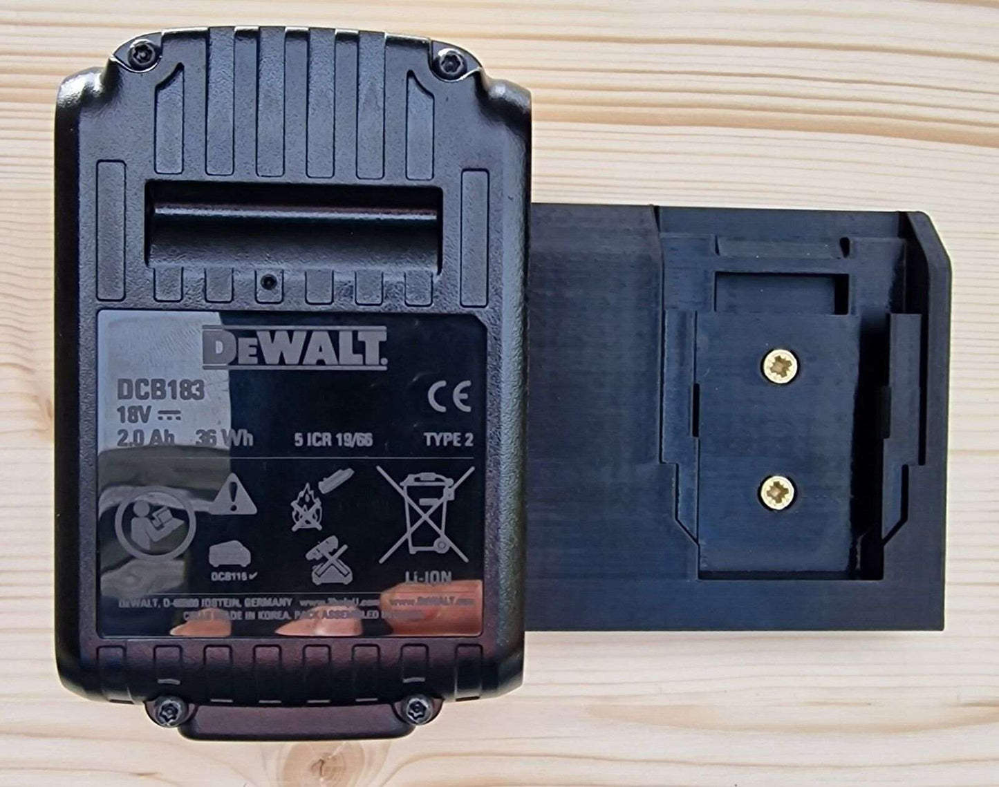 FOR DEWALT DOUBLE BATTERY WALL SHELF MOUNT - Shed, Van or Workshop